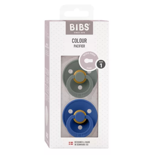 Bibs Colour Round Latex Pine Cornflower fenyőzöld és búzavirág kék kerek natúr kaucsuk cumi 0-6 hó 2 db