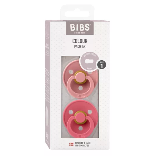 Bibs Colour Round Latex Dusty Pink Coral tearózsa és korall kerek natúr kaucsuk cumi 0-6 hó 2 db