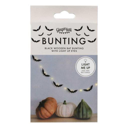 Ginger Ray Fekete Halloween fa denevér fali füzér világító szemekkel LED