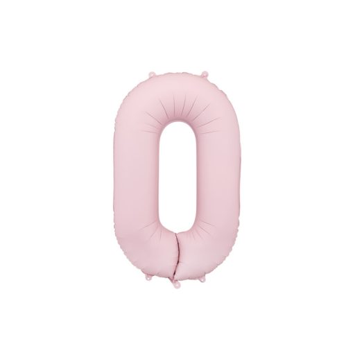 Party Deco 0-ás számú fólia lufi, 86 cm, világos rózsaszín