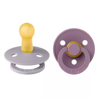 Bibs Colour Round Latex Mauve Fossil Grey mályva és pasztellszürke kerek natúr kaucsuk cumi 6-18 hó 2 db