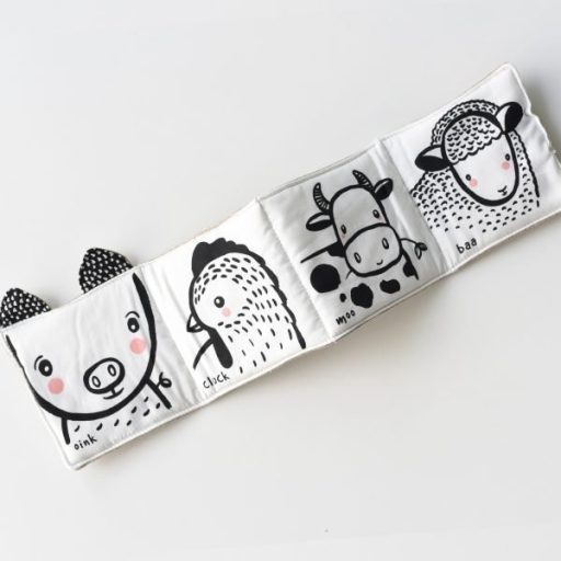 We Gallery Organikus textil babakönyv - Barátságos arcok a farmon