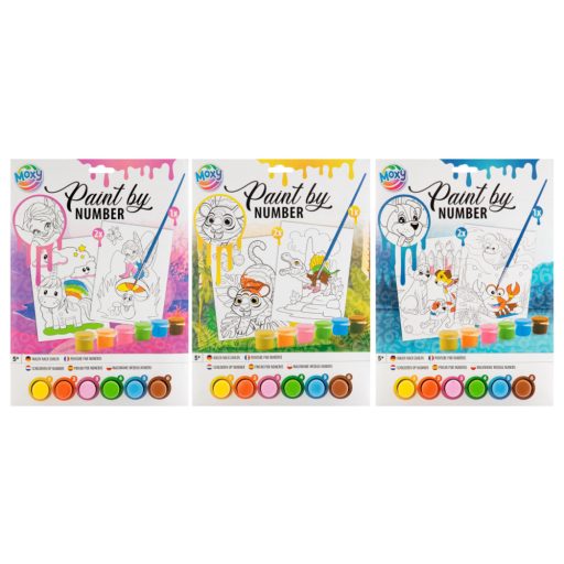 Grafix Moxy festés számok szerint 6 db festékkel és ecsettel - Kék