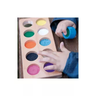 Andreu Toys Tactile Cubes 10 darabos fa tapintható érzékfejlesztő kockák párosító táblával, 27x11,5 cm