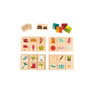 Andreu Toys Nagy és Kicsi Tulajdonságok 28 részes fa logikai párosító játék, 22,6x19 cm