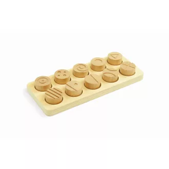 Andreu Toys Sensory Cylinders 10 darabos fa érzékelést fejlesztő hengerek gravírozott mintákkal, 27x11,5 cm