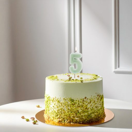 Party Deco 5-ös számú születésnapi gyertya, zöld, 6 cm