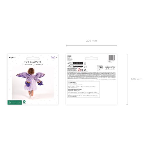 Party Deco Fóliás léggömb pillangószárnyak, matt lila