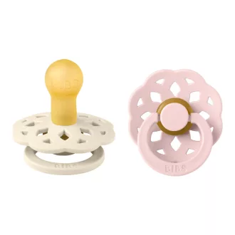 Bibs Boheme Round Latex Ivory Blossom krémfehér és cseresznyevirág kerek natúr kaucsuk cumi 0-6 hó 2 db