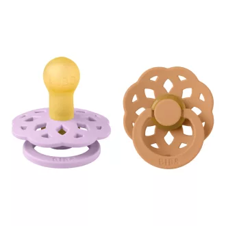Bibs Boheme Round Latex Violet Sky Pumpkin viola és sütőtök kerek natúr kaucsuk cumi 0-6 hó 2 db