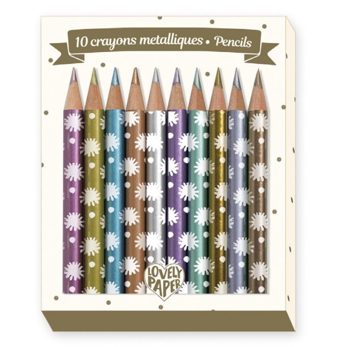 Djeco Mini metálszínű ceruza, 10 szín