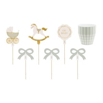 PartyDeco Muffin Díszek Készlet Oh Baby, 6 db