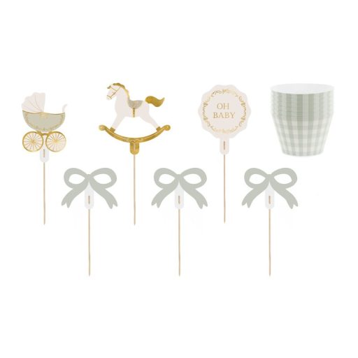 PartyDeco Muffin Díszek Készlet Oh Baby, 6 db