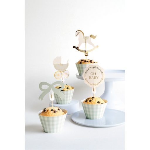 PartyDeco Muffin Díszek Készlet Oh Baby, 6 db