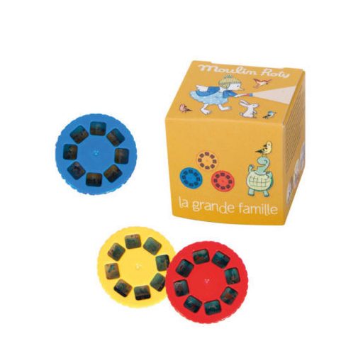 Moulin Roty Diavetítő lámpák - 3 db lemez dobozban mesevetítőbe - A nagy család
