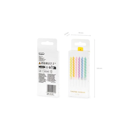 Party Deco Születésnapi gyertya szett - 8,5 cm pasztell mix, 6 db