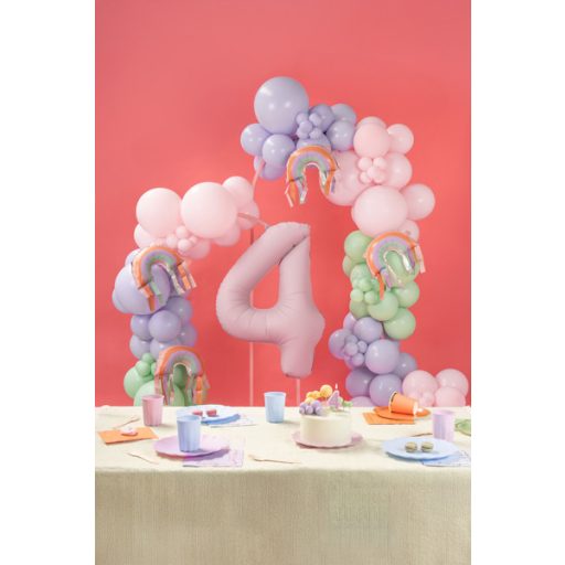 Party Deco 4-es számú fólia lufi, 86 cm, világos rózsaszín