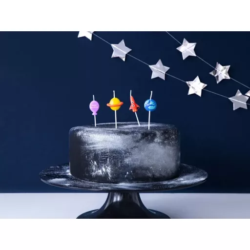 Party Deco Születésnapi gyertyák - Űrvilág 4 db