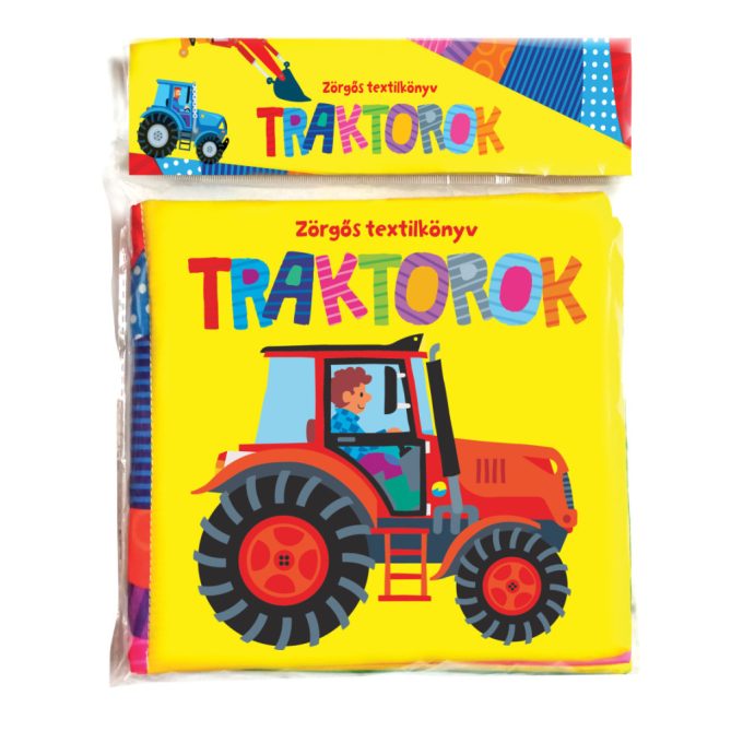 Zörgős textilkönyv - Traktorok - Napraforgó
