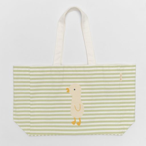 Sunnylife Gyerek vászon strandtáska - Kacsa, zsálya szín, csíkos
