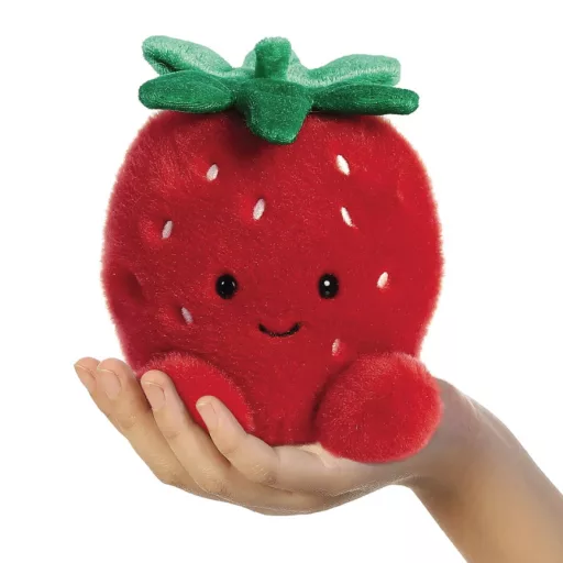 Palm Pals Juicy Strawberry piros eper szamóca plüssfigura zöld levelekkel 13 cm