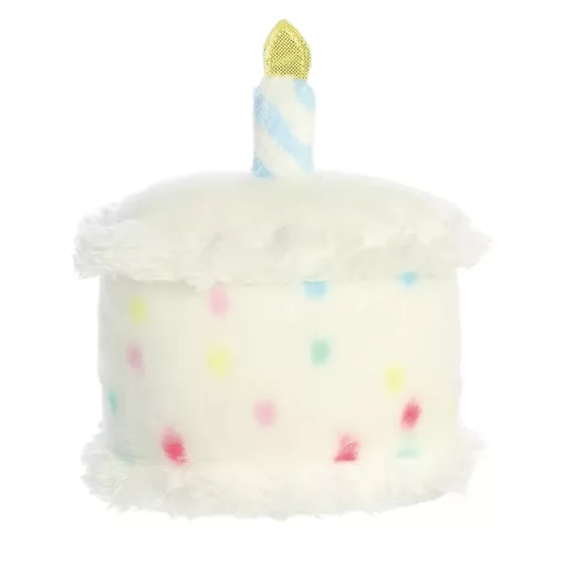 Palm Pals Happy Birthday Cake fehér szülinapi torta plüssfigura gyertyával 13 cm
