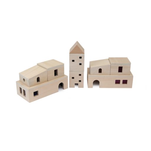 Andreu Toys Építő Fakockák - falu (megvilágítható)