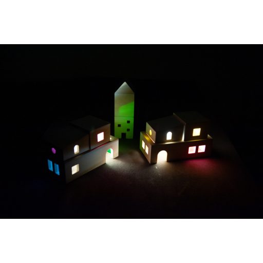 Andreu Toys Építő Fakockák - falu (megvilágítható)