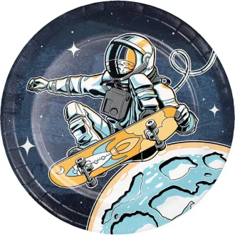 Creative Party Space Skater gördeszkás űrhajós papírtányér 18 cm 8 db