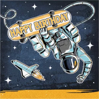 Creative Party Space Skater gördeszkás űrhajós születésnapi papírszalvéta 33x33 cm 16 db