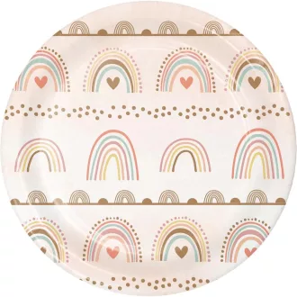 Creative Party Boho Rainbow pasztell szivárványos desszertes papírtányér 18 cm 8 db