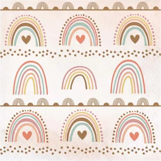 Creative Party Boho Rainbow pasztell szivárványos papírszalvéta 33x33 cm 16 db