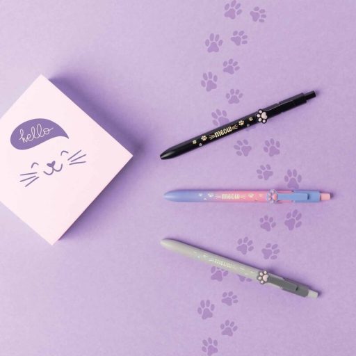 Legami golyóstoll, cicás, szürke, piros tintával