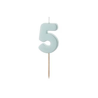   Party Deco Születésnapi szám gyertya 5 - 5,5 cm - világos kék