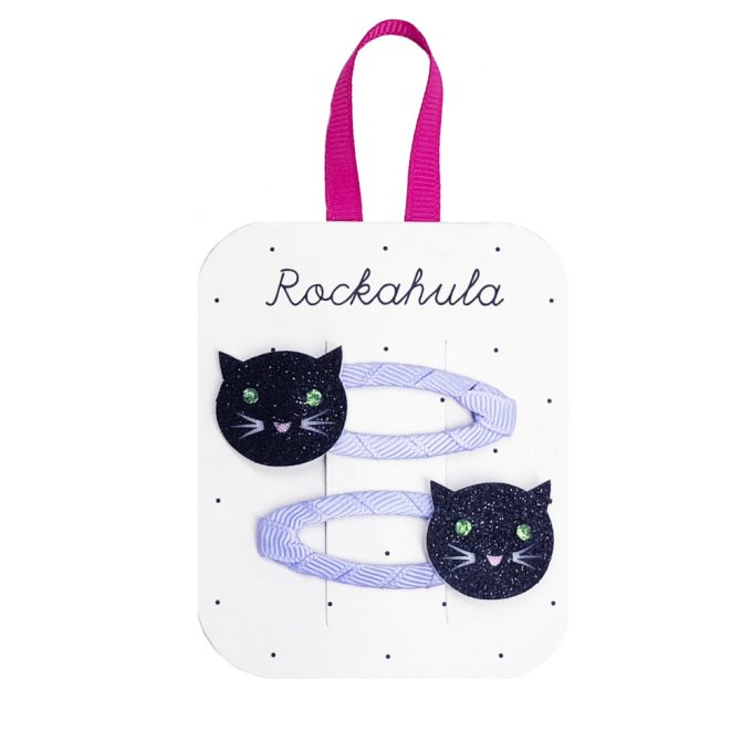 Rockahula Kids - Szerencsehozó fekete macska hajcsat 2db