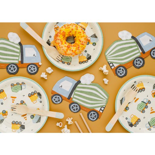 Party Deco Papírtányérok Építőipari járművek 6 db