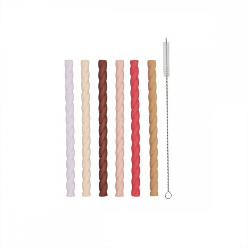 OYOY Mellow szilikon szívószál cseresznye - vanília 6db