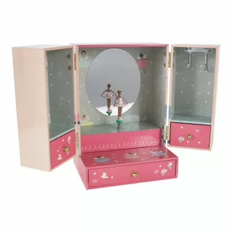 Floss and Rock Musical Jewellery Box Enchanted Wardrobe elvarázsolt ruhásszekrény alakú zenélő ékszerdoboz forgó balerinával, 21,5x15x12 cm