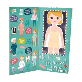 Floss and Rock Wooden Magnetic Dress Up Doll Florence fa mágneses öltöztetős baba 40 db mágnessel, 23,5 cm