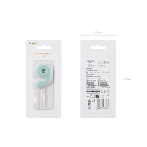 Party Deco Születésnapi szám gyertya 9 - 5,5 cm - világos kék