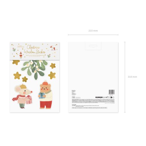 Party Deco Ablakmatricák Merry Christmas, mix (4 db)