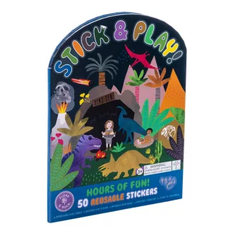 Floss and Rock Stick and Play Dinosaur dinós újrahasználható matricás könyv 50 db matricával, 24x21 cm