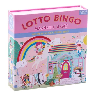Floss and Rock Magnetic Lotto Bingo Rainbow Fairy szivárvány tündér mágneses lottó és bingó úti társasjáték, 17x17x4,3 cm