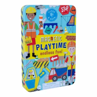 Floss and Rock Magnetic Playtime Construction építkezés témájú mágneses játékszett fém dobozban 50 db mágnessel, 19,5x13x2,5 cm