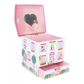 Floss and Rock Musical Jewellery Box Dolls House babaház alakú zenélő ékszerdoboz forgó babával és fiókkal, 14,5x14,5x16 cm