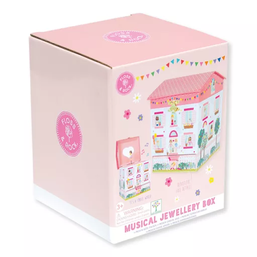 Floss and Rock Musical Jewellery Box Dolls House babaház alakú zenélő ékszerdoboz forgó babával és fiókkal, 14,5x14,5x16 cm