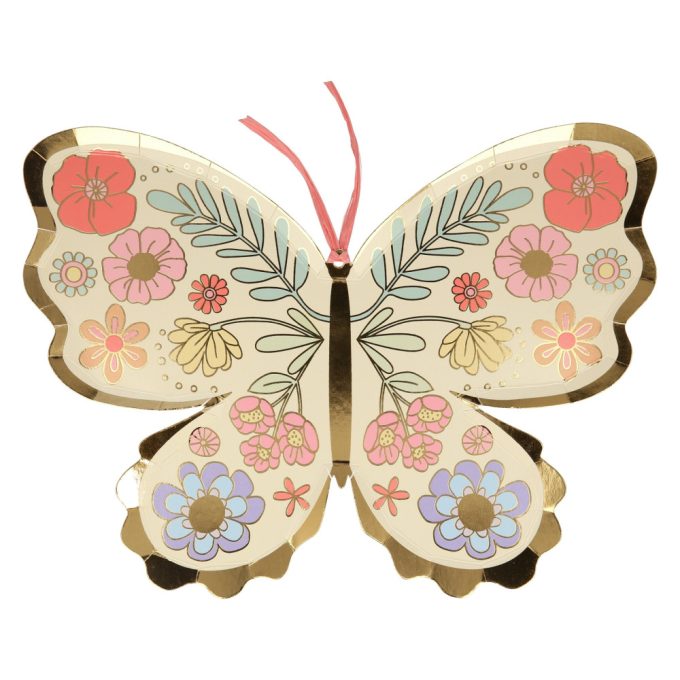 Meri Meri Virágos Pillangó papír tányérok 8db