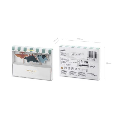 Party Deco Dinoszauruszok születésnapi gyertyák, 3 cm 3db