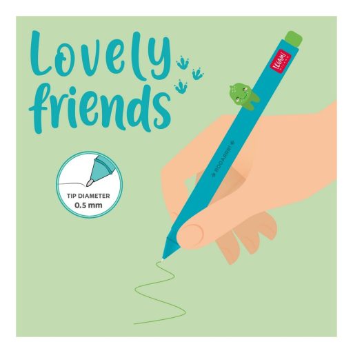 Legami Zselés toll, dino figurával, neon zöld tintával