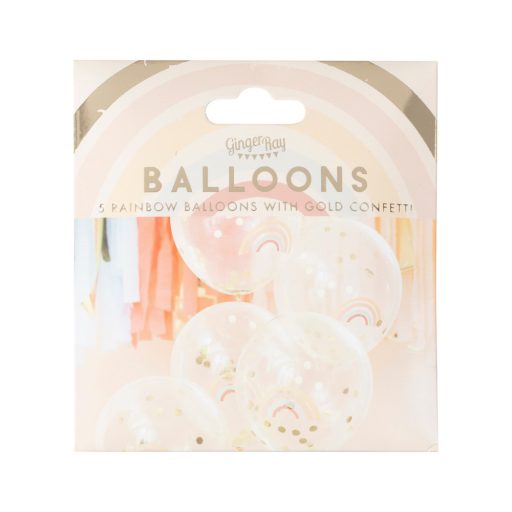 Ginger Ray Szivárvány és Arany Konfetti lufik